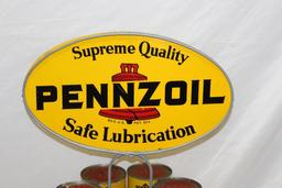 Pennzoil Supreme Quality 1 Quart Motor Oil Can Rack with DST Sign