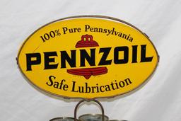 Pennzoil 100% Pure Pennsylvania 1 Quart Motor Oil Can Rack with DST Sign
