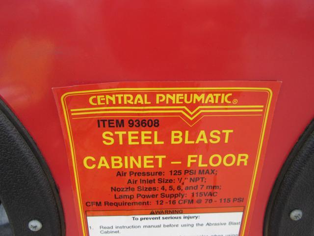 Central Pneumatic Steel Blast Cabinet