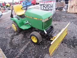 JD 240 Garden Tractor w/ Snowplow, Wheel Weights,& Snowchains