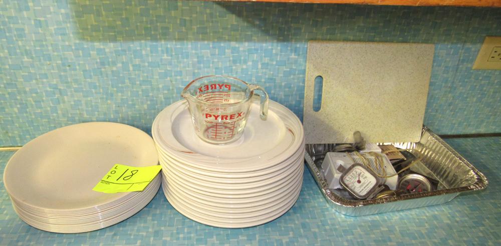 plates, thermometers and Pyrex measuring cup