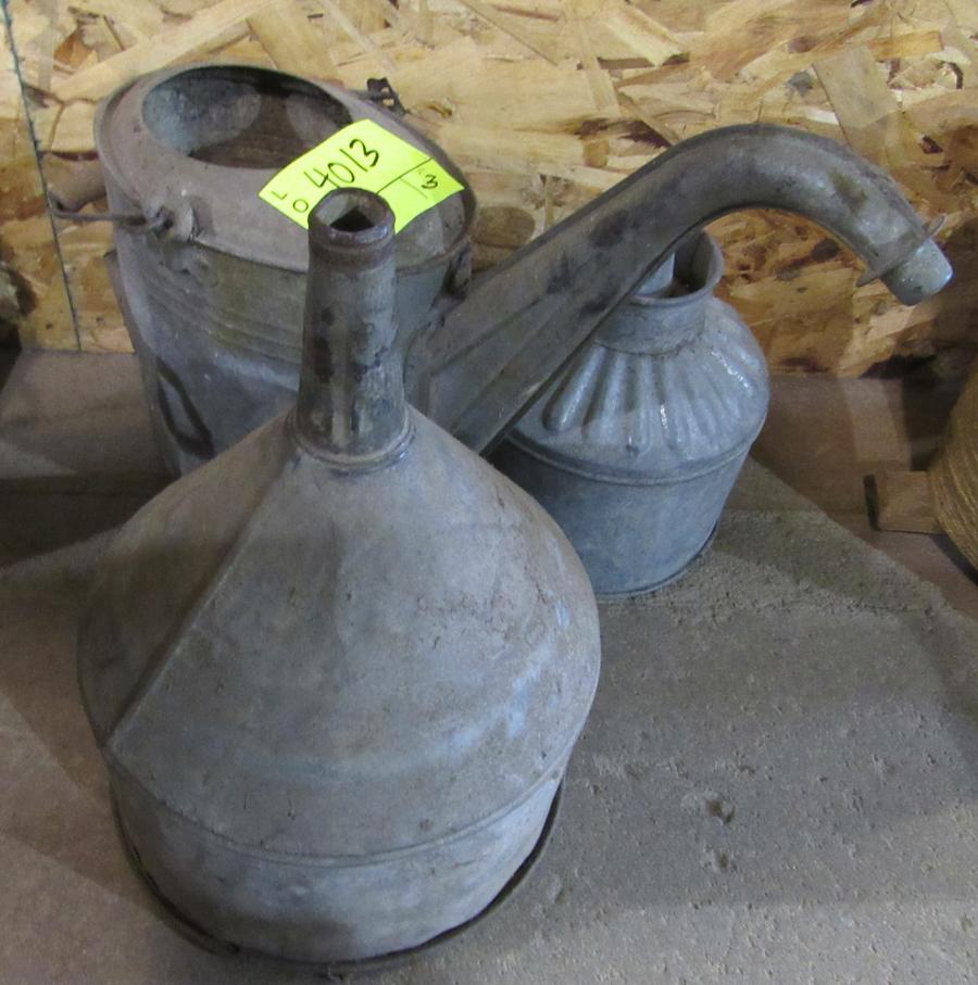 watering can and funnels