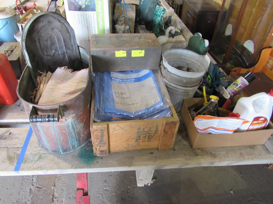 pails, tarps and misc