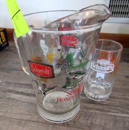 Schmidt Beer mugs & pitcher, 7 pc set