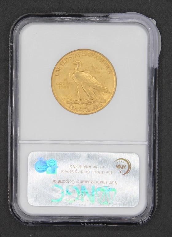 1911 $10 Indian Head Eagle Gold Coin, NGC MS61