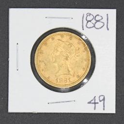 1881 $10 Liberty Head Eagle Gold Coin