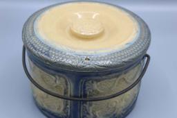 McCoy Pattern stoneware butter dish with bail