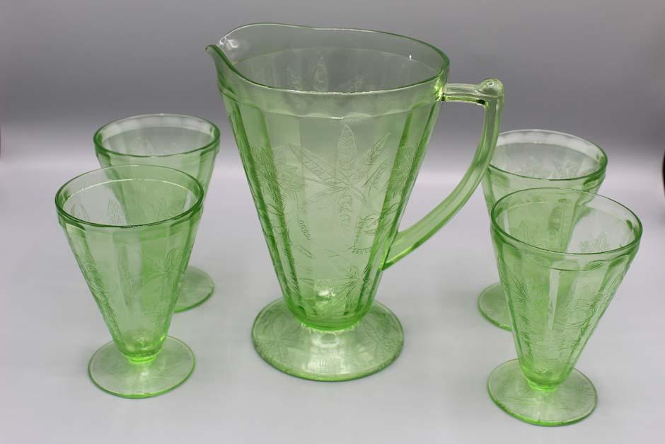 Floral Pattern Pitcher and Glass Set