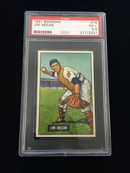 PSA Graded 1951 Bowman Jim Hegan Indians Baseball Card