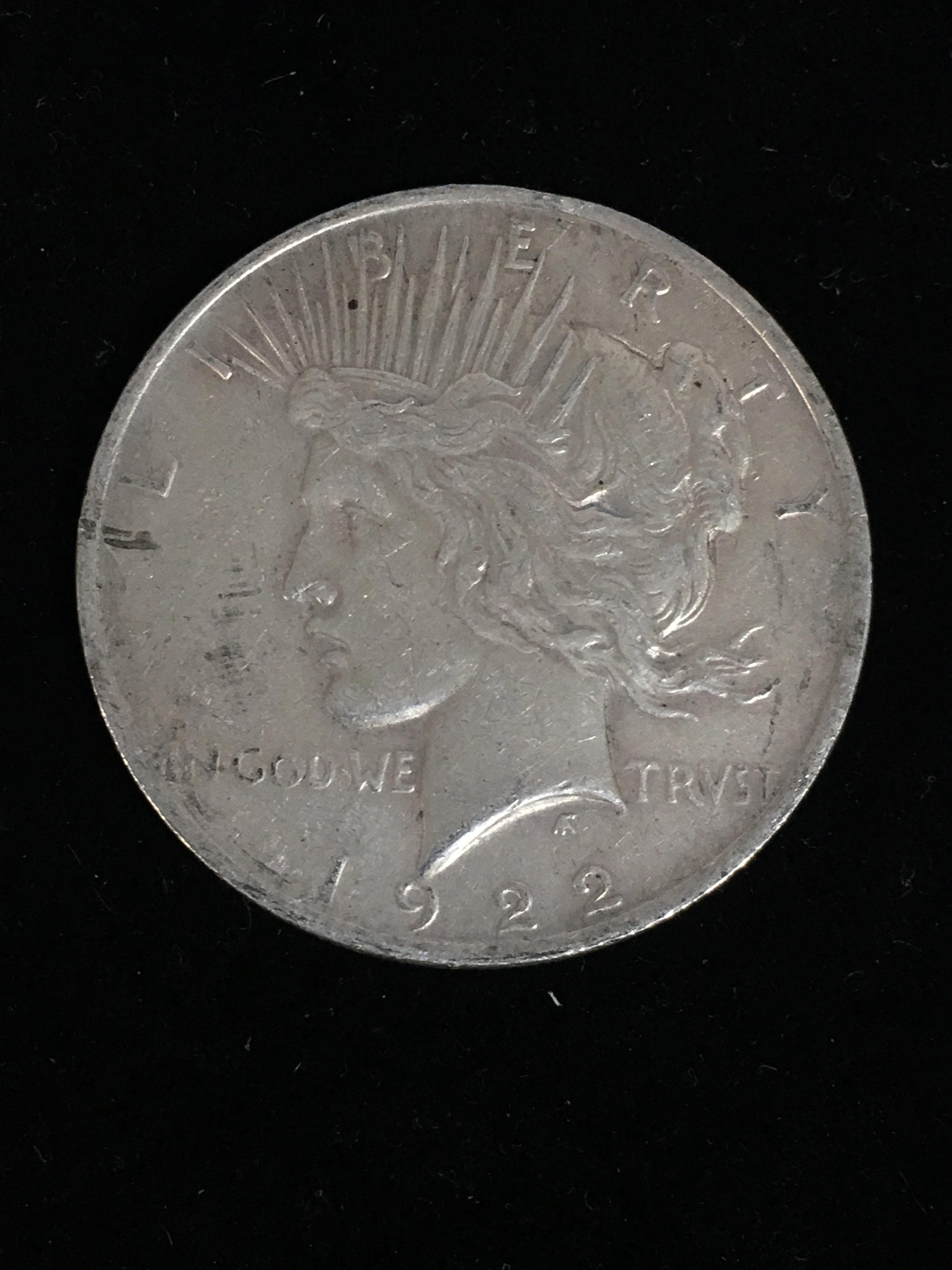 1922 United States Peace Silver Dollar - 90% Silver Coin