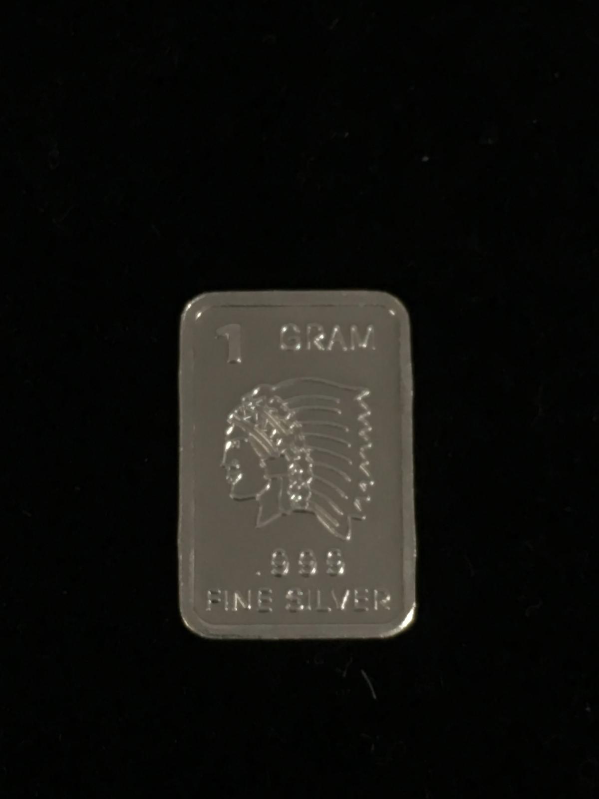 1 Gram .999 Fine Silver Indian Chief Head Bullion Bar