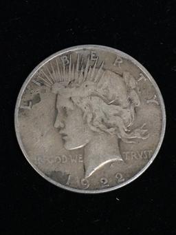 1922 United States Peace Silver Dollar - 90% Silver Coin