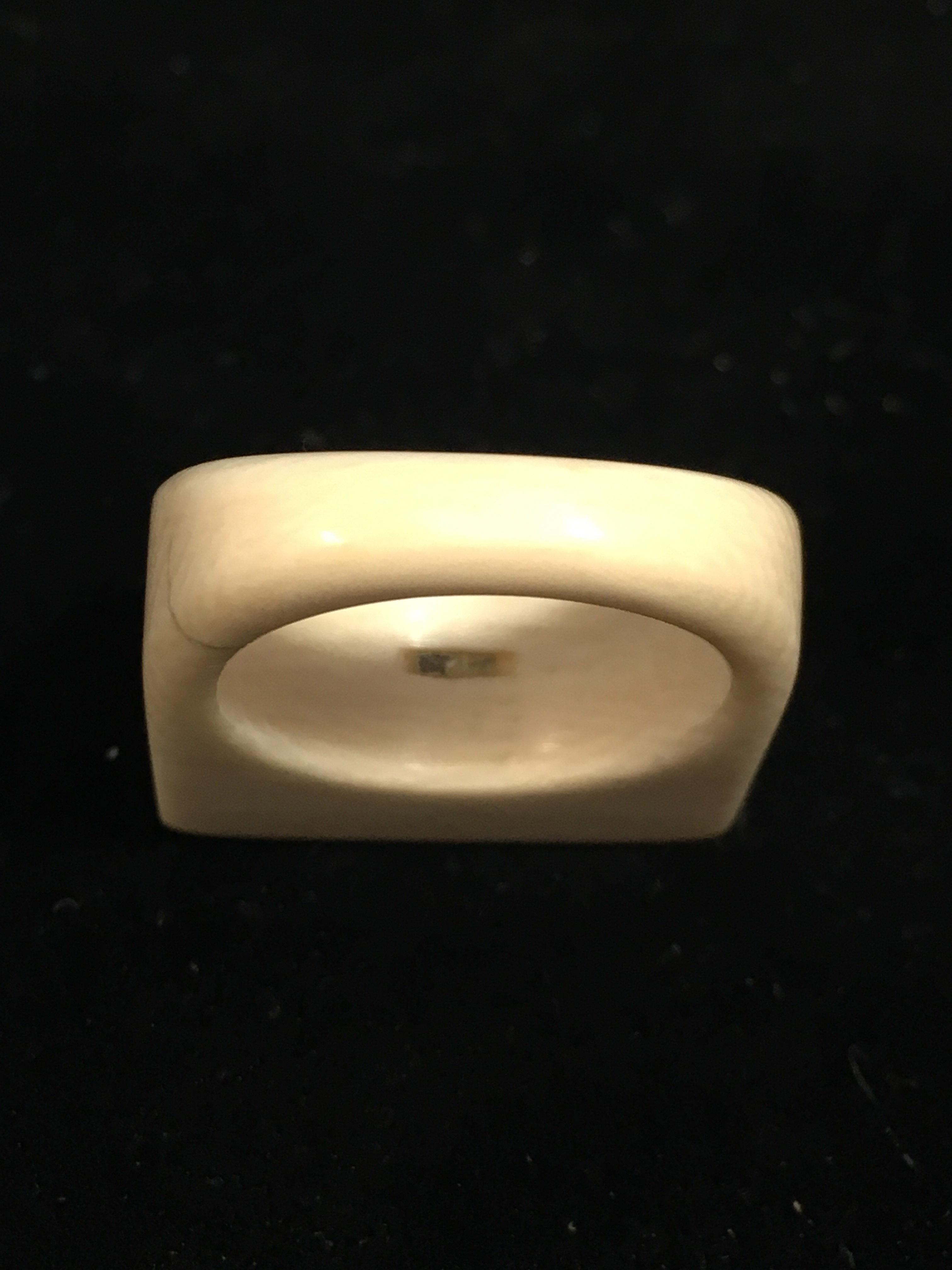 Bone, Sterling Silver , & Onyx Ring - Very Unique - Ivory? Size 7.5