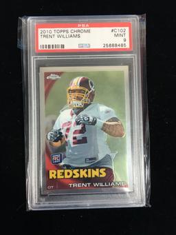 PSA Graded 2010 Topps Chrome Trent Williams Redskins Rookie Football Card - Mint 9