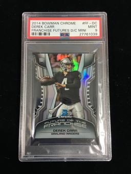 PSA Graded 2014 Bowman Chrome Franchise Futures Derek Carr Rookie Football Card - Mint 9