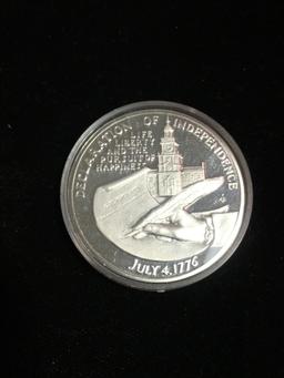 Thomas Jefferson Declaration of Independence 1 Ounce Solid Sterling Silver Bullion Round