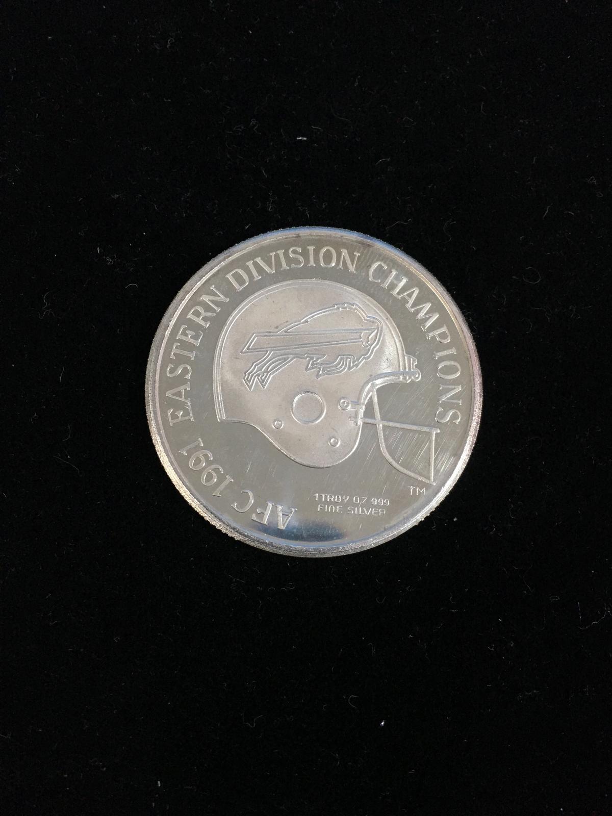 1 Troy Ounce .999 Fine Silver 1991 Buffalo Bills AFC Champions Silver Bullion Coin