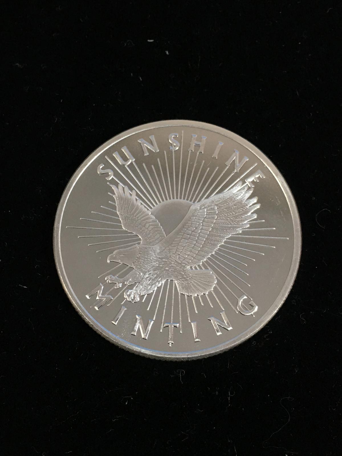 1 Troy Ounce .999 Fine Silver Sunshine Minting Eagle Silver Bullion Round Coin