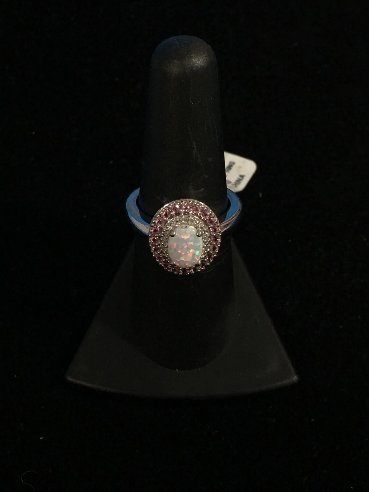NEW KOHL'S IJ-I3 .02 CTW Opal & Pink Sapphire Sterling Silver Ring ($250) - Size 6.75