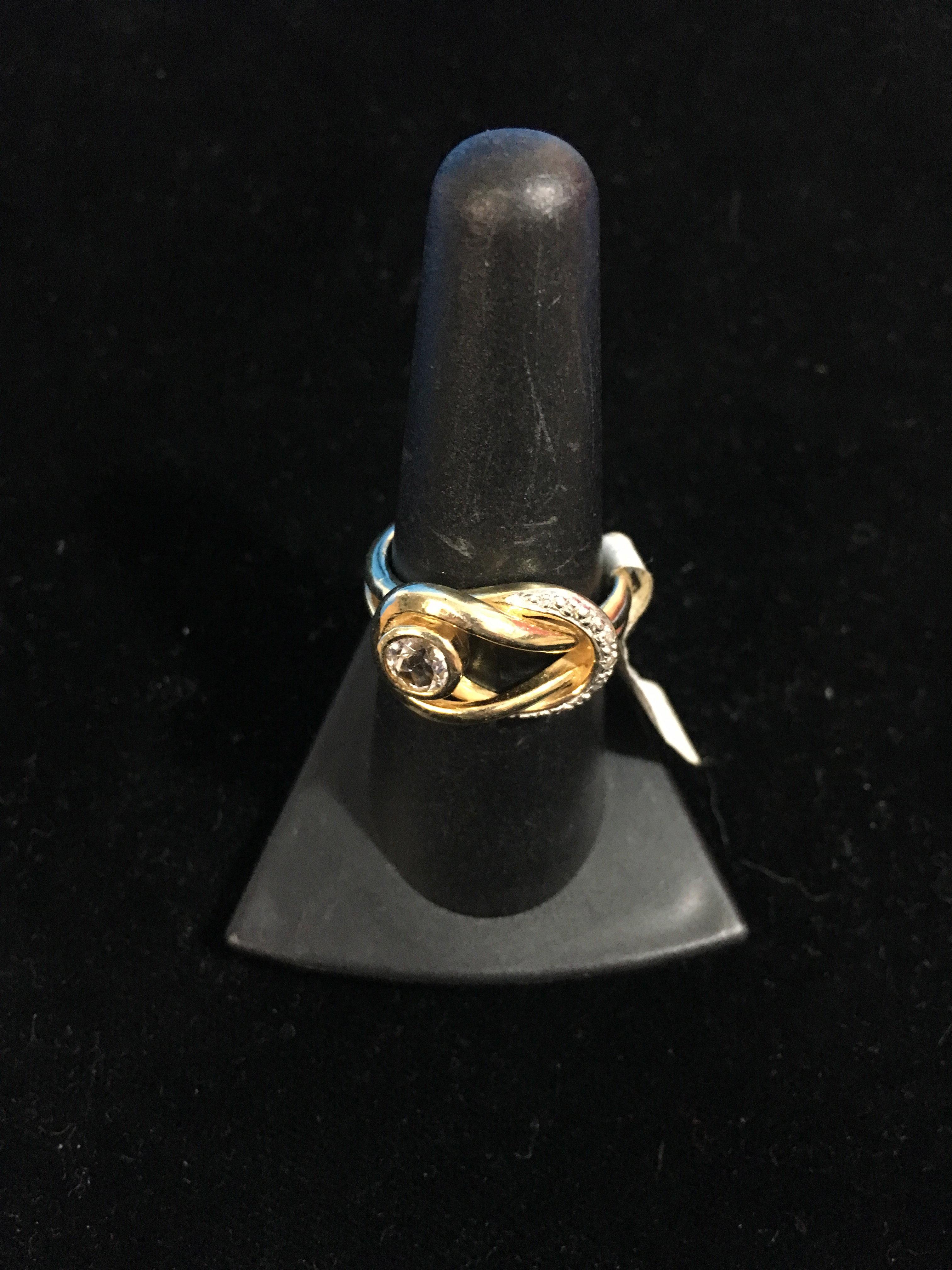 NEW Sterling Silver Ring W/ CZ & Diamond - Size 7.75