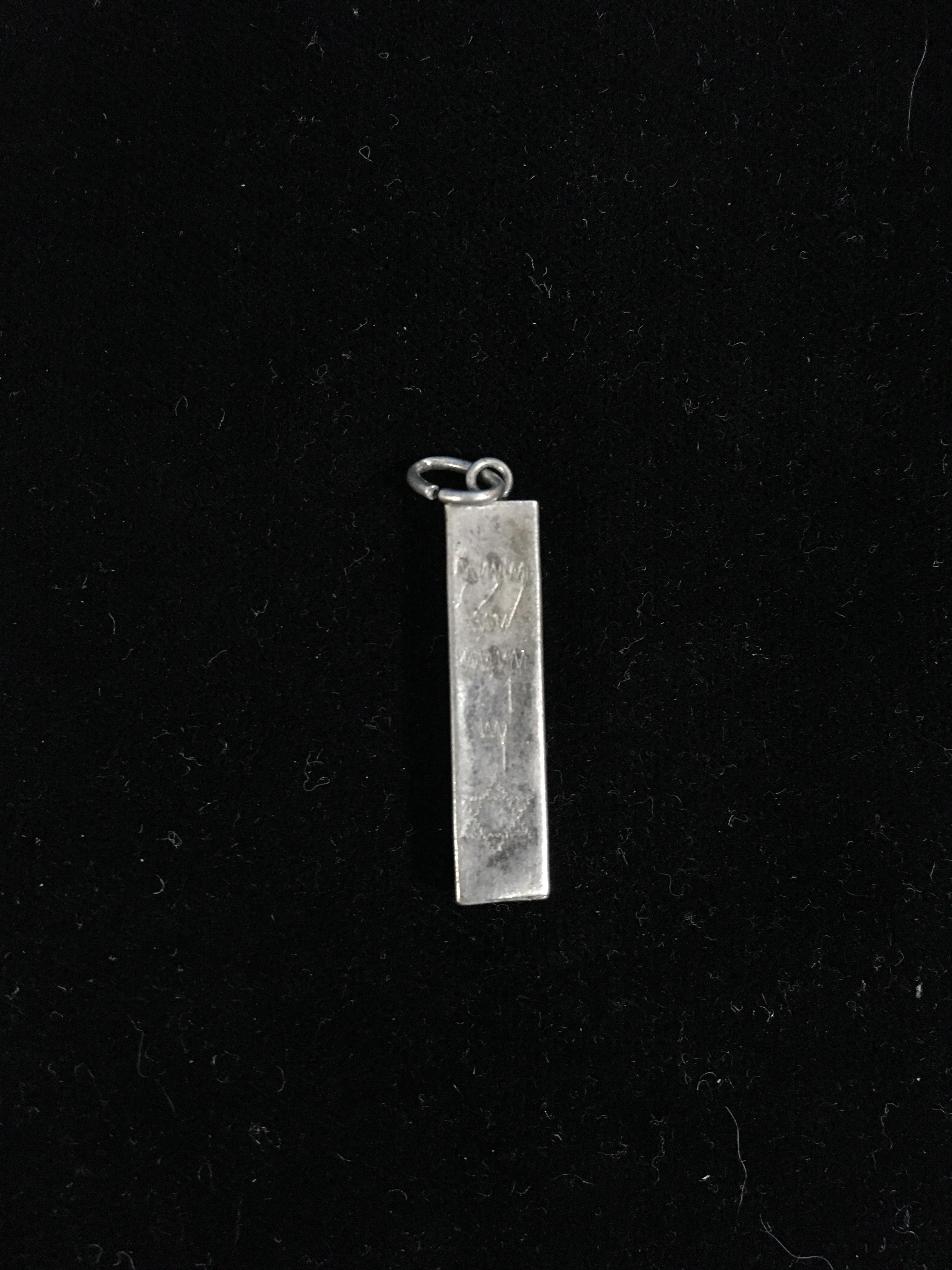 Sterling Silver Bar Pendant W/ Hebrew Markings