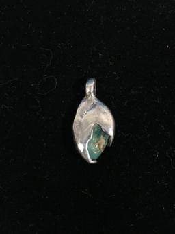 Old Pawn Native American Sterling Silver & Turquoise Chunk Pendant