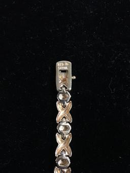 Gold Sterling Silver & Diamond 7.25" Tennis Bracelet