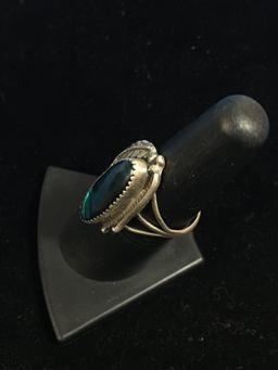 Native American Circle JW Sterling Silver & Abalone Ring - Size 7