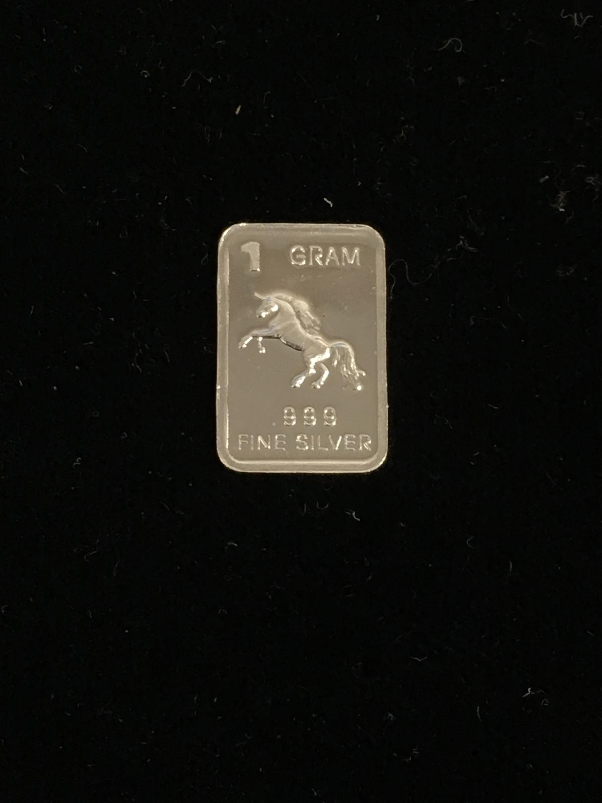 1 Gram .999 Fine Silver Unicorn Silver Bullion Bar