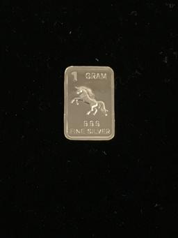 1 Gram .999 Fine Silver Unicorn Silver Bullion Bar