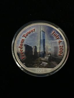2004 Freedom Tower Colorized 1 Ounce .999 Fine Silver American Eagle Dollar Bullion Coin
