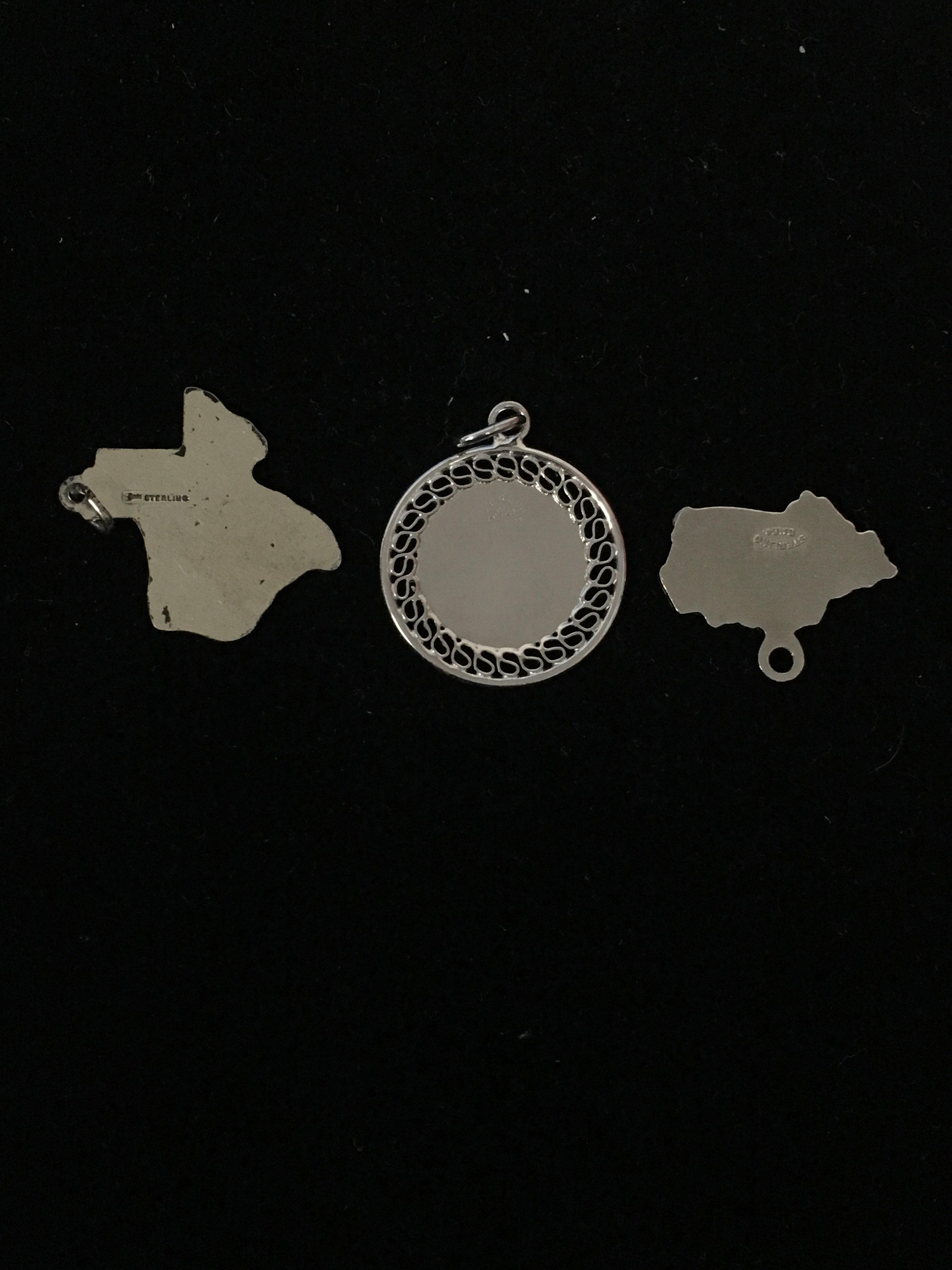 3 Sterling Silver Charm Pendants