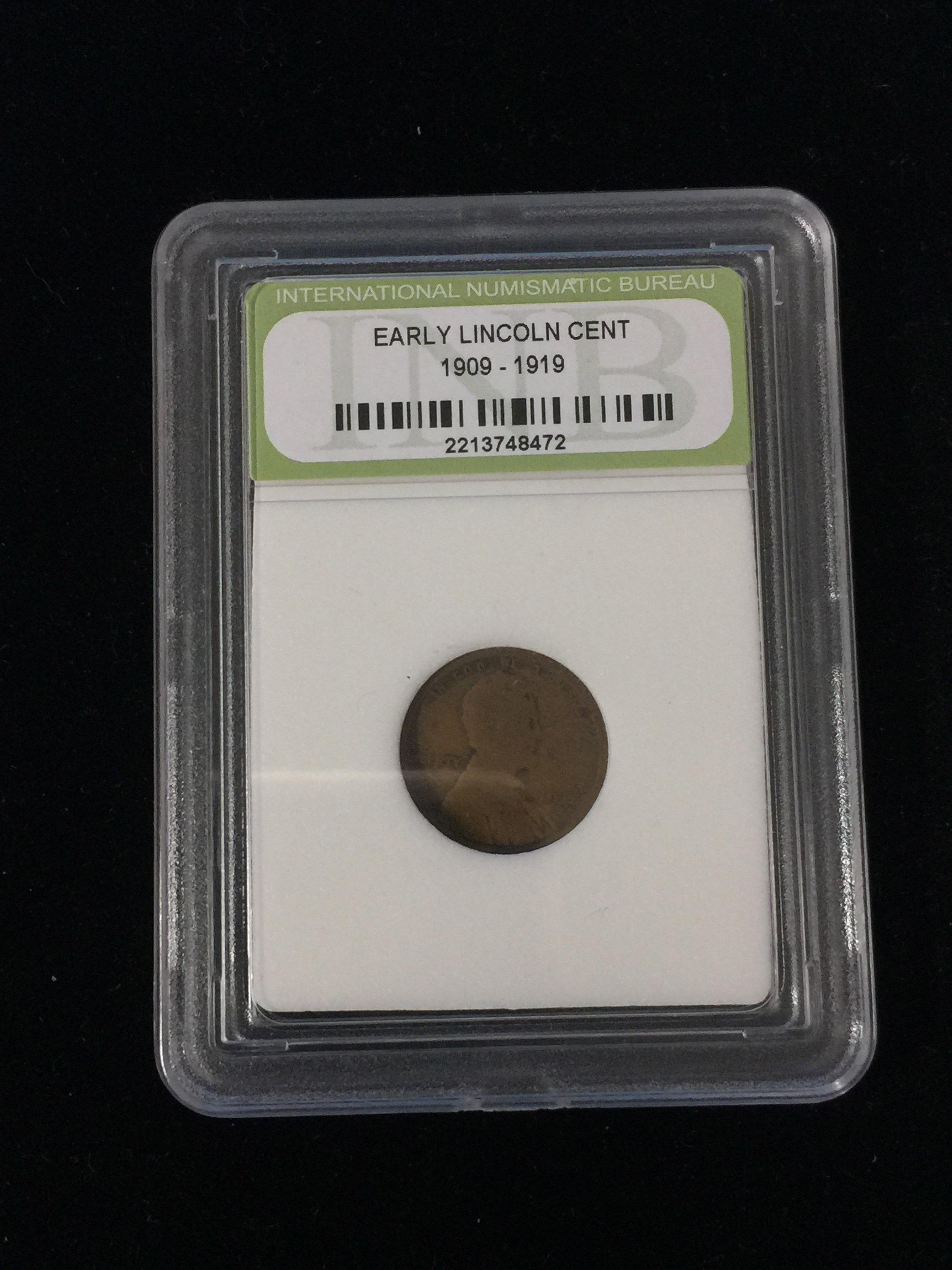 INB Slabbed 1918 United States Early Lincoln Wheat Back Penny Cent Coin