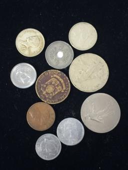 10 Count Lot of Vintage Mixed Foreign Coins - Unresearched