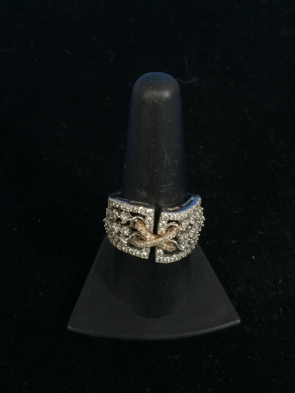 Sonia B Sterling Silver & Cubic Zirconia Designer High Fashion Ring - Size 9