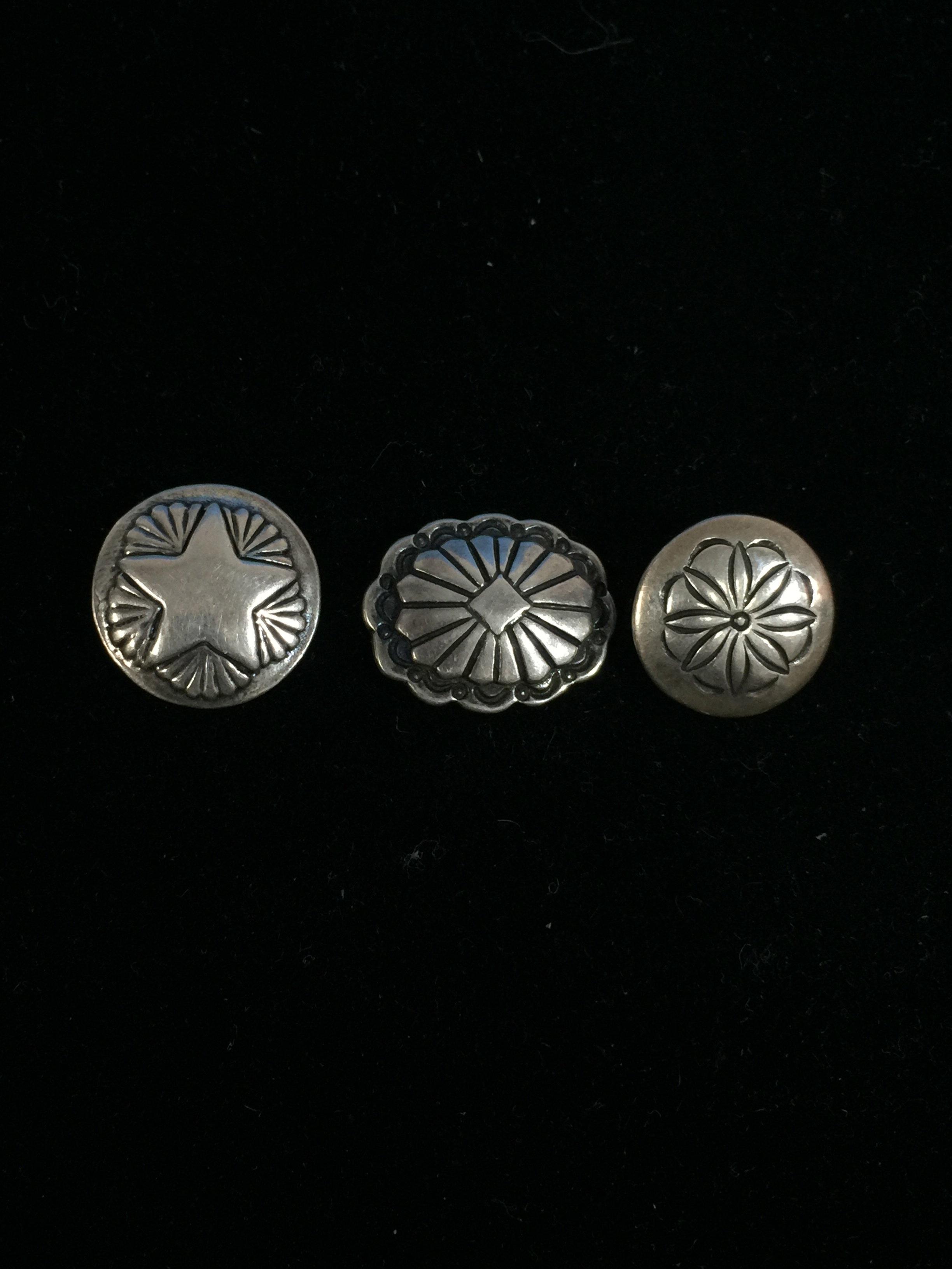 Lot of 3 Sterling Silver Carolyn Pollack Concho Buttons