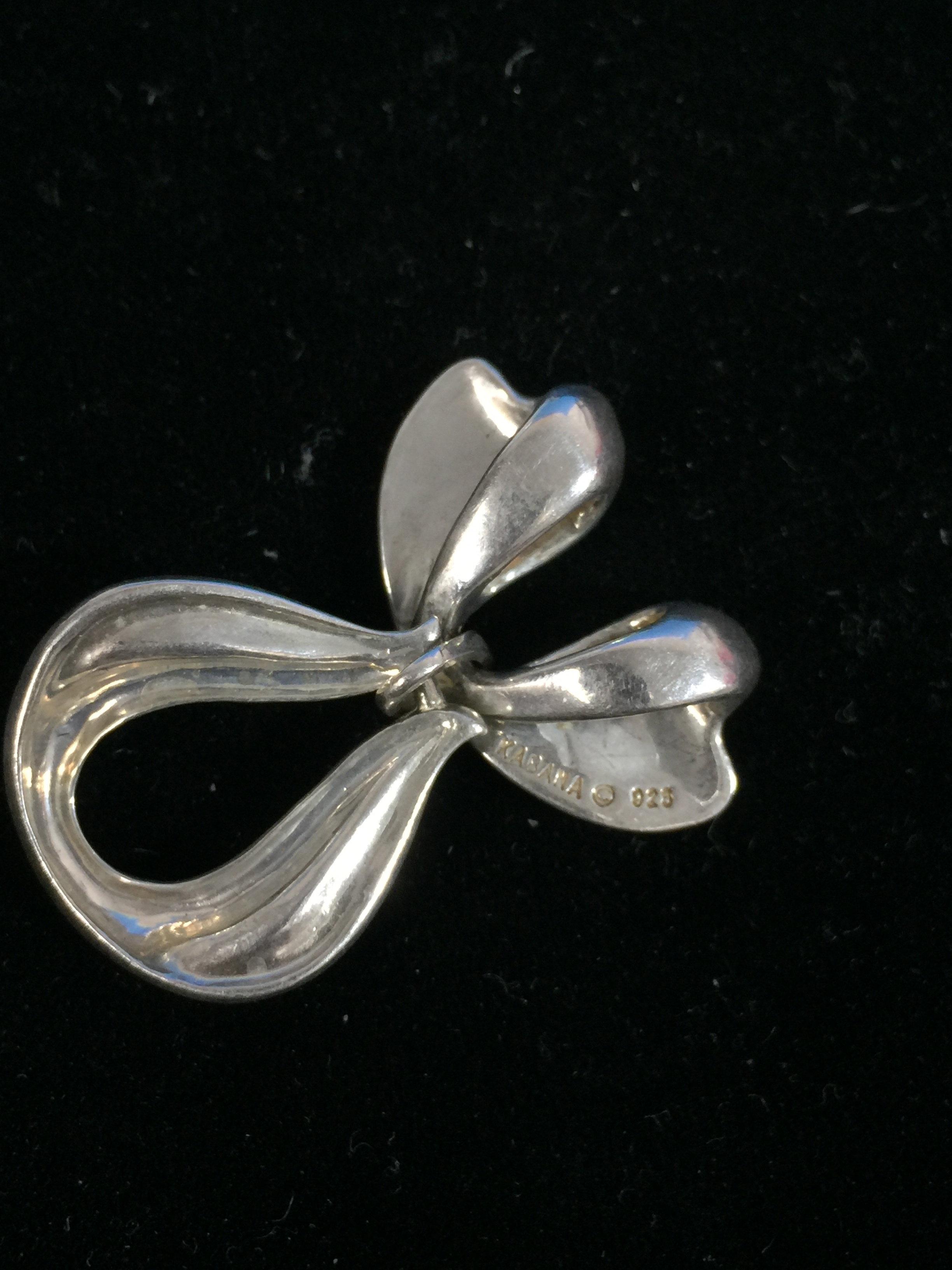 Kabana Sterling Silver Ribbon Design 1.5" Pendant