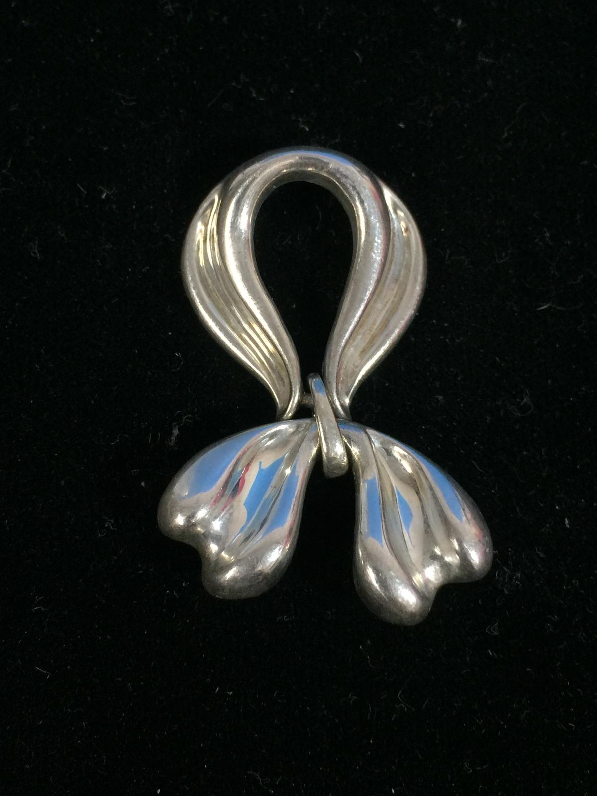 Kabana Sterling Silver Ribbon Design 1.5" Pendant