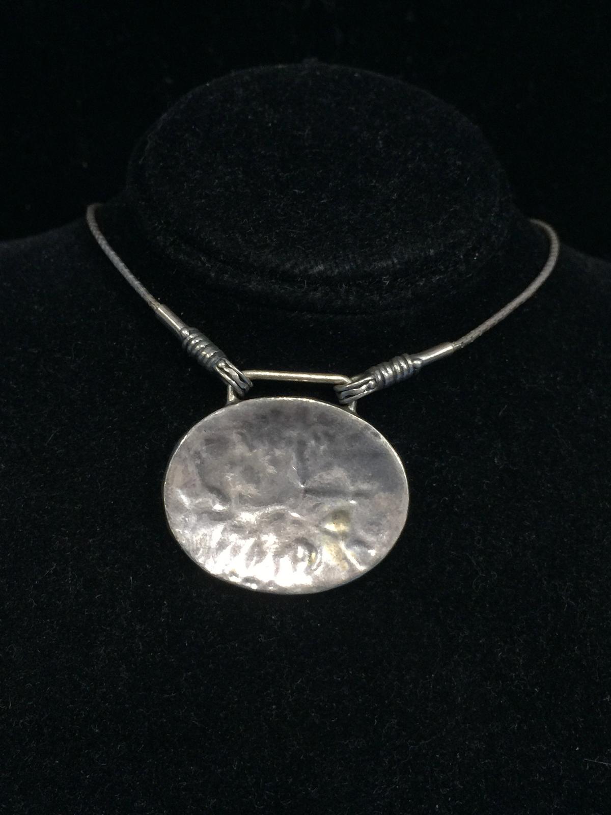 Silpada Hammered Sterling Silver Modernist Design 16" Necklace