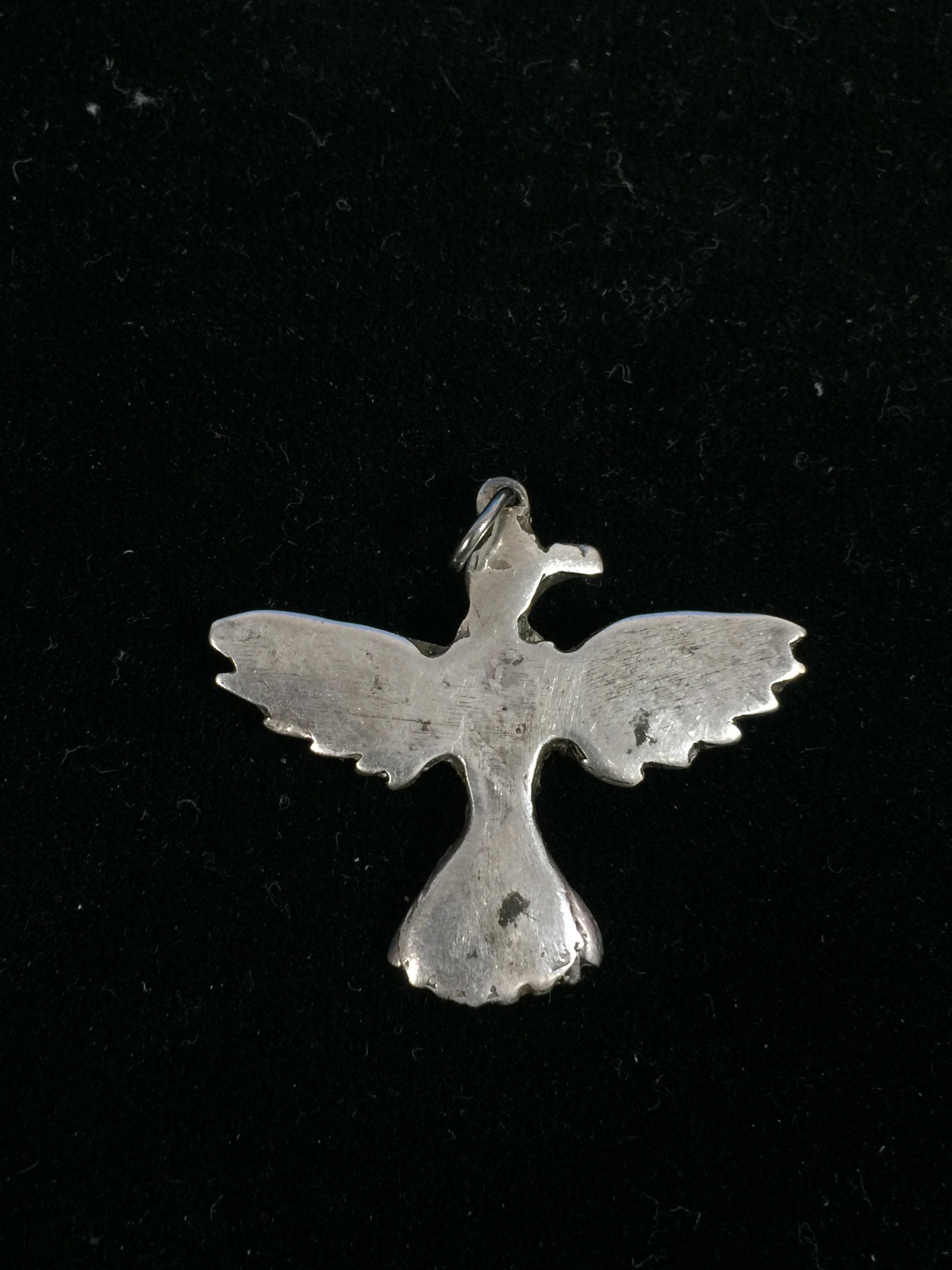 Old Pawn Native American Carved Sterling Silver Thunder Bird Pendant