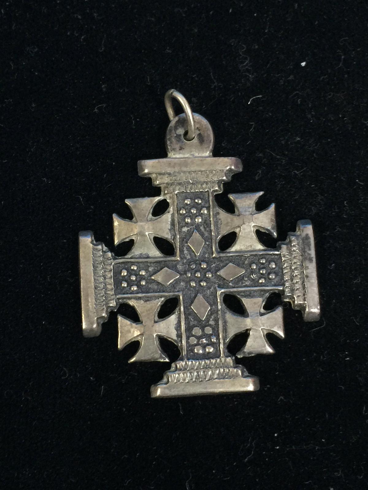 Antique 900 Silver Bethlehem Cross Pendant