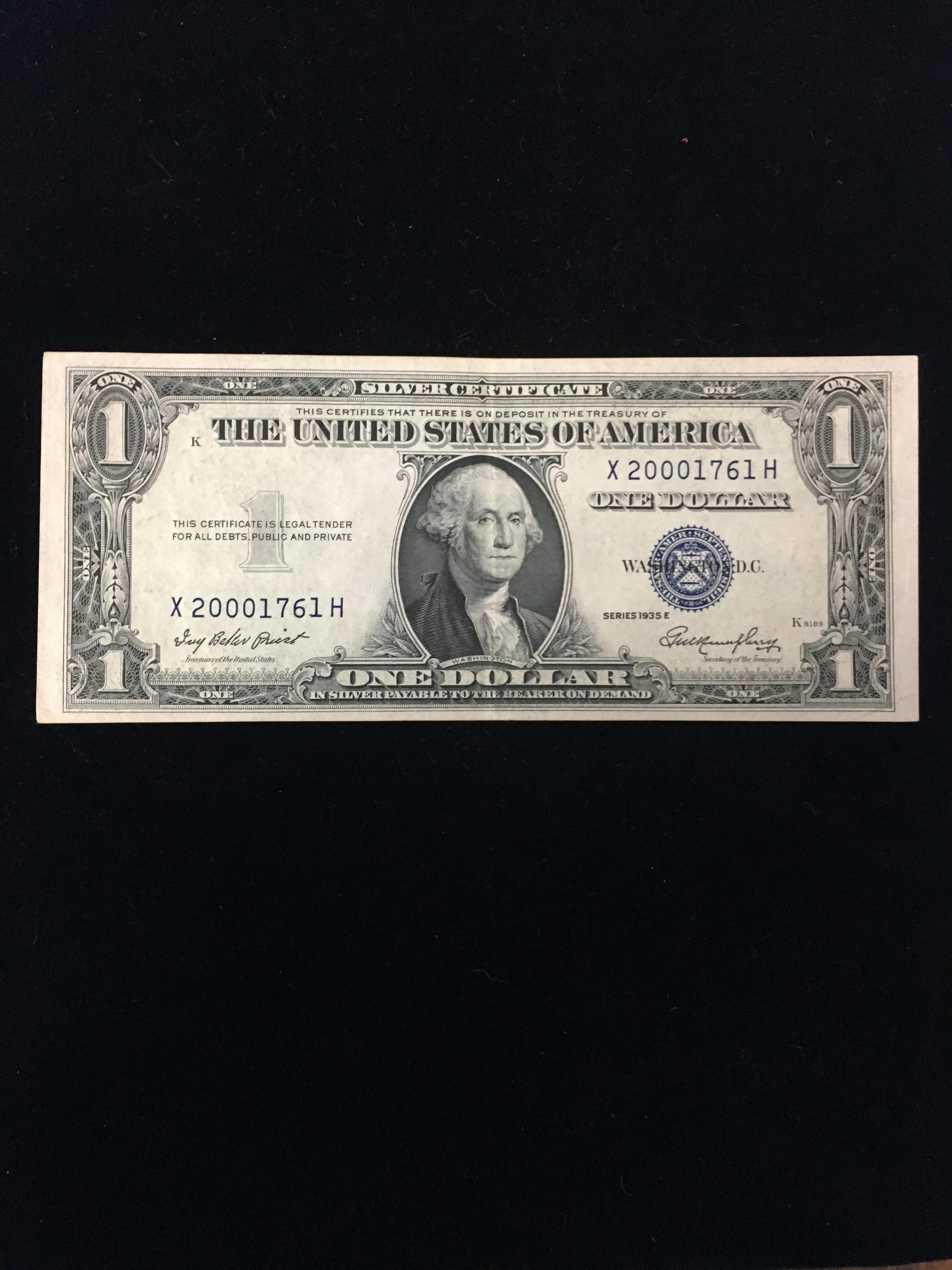 1935-E United States $1 Silver Certificate Bill Currency Note