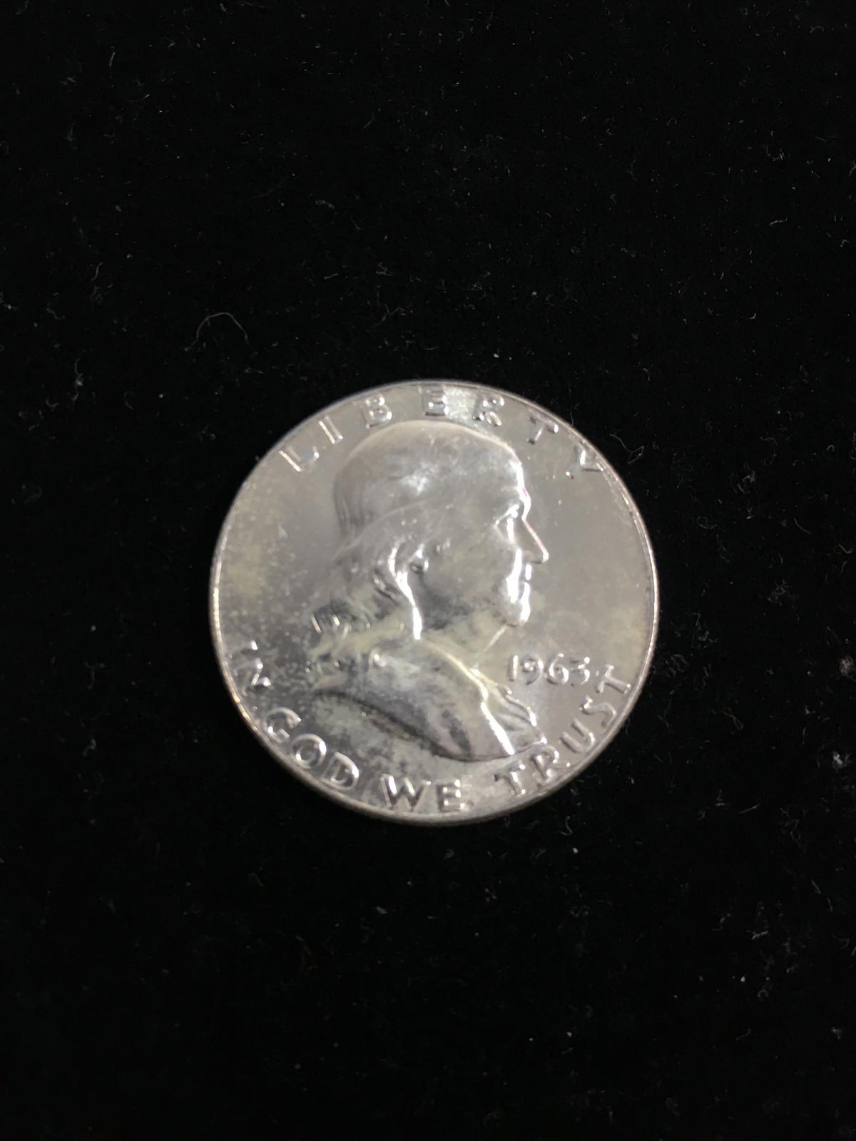 1963 United States Franklin Half Dollar - 90% Silver Coin Uncirculared BU Gem Grade