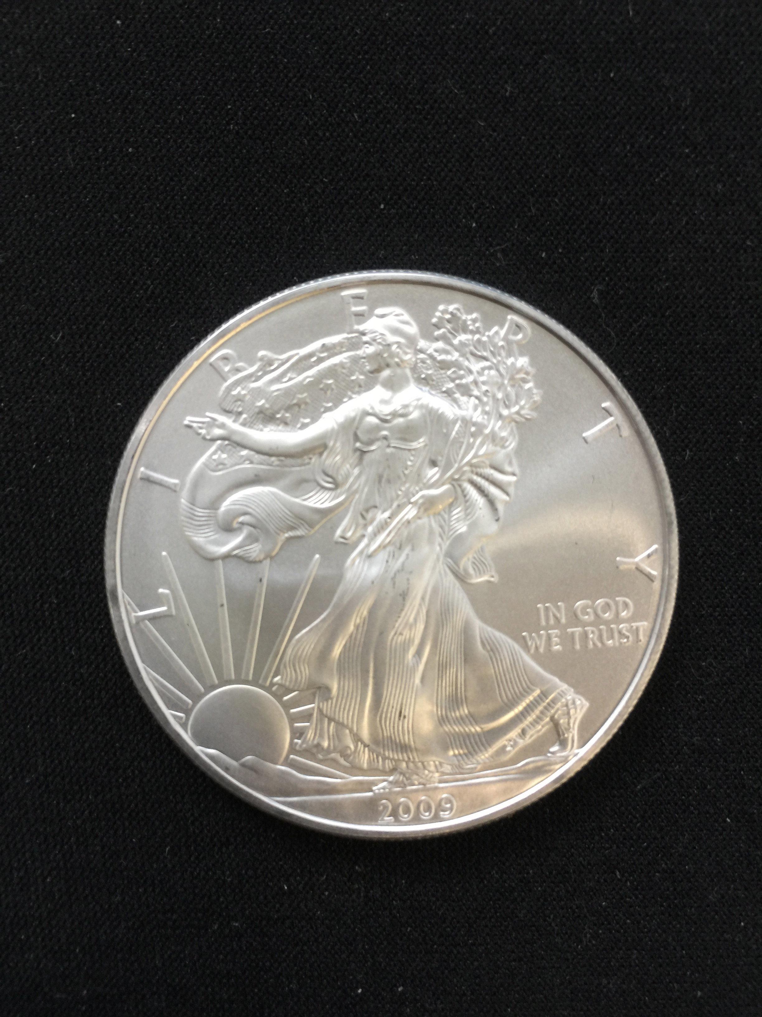 1 Troy Ounce .999 Fine Silver 2009 U.S. American Silver Eagle Silver Bullion Coin