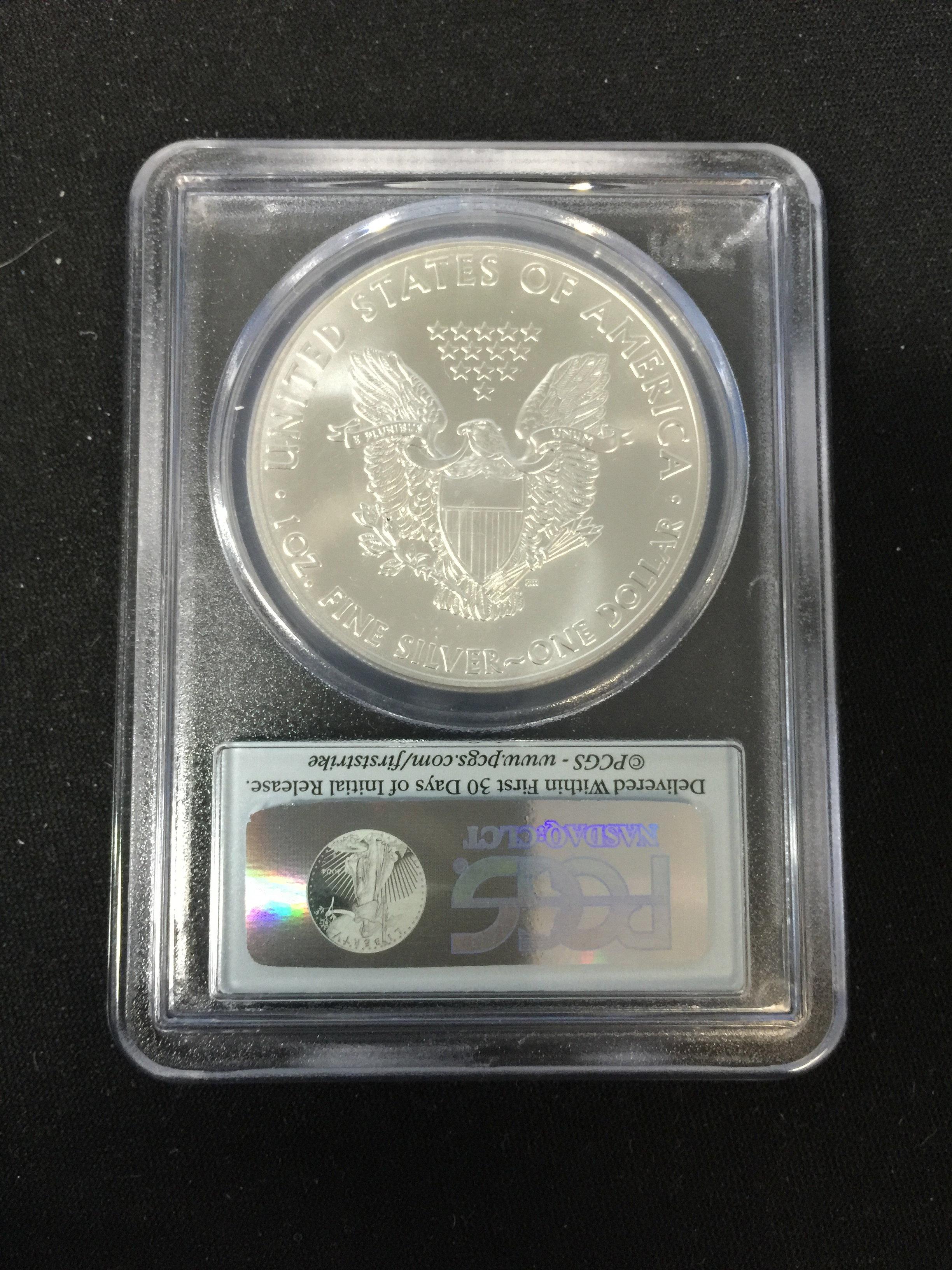 PCGS Graded First Strike MS69 2015 American Silver Eagle 1 Ounce Silver Round