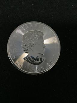 1 Ounce .9999 Extra Fine Silver 2017 Canadian Maple Leaf Bullion Round