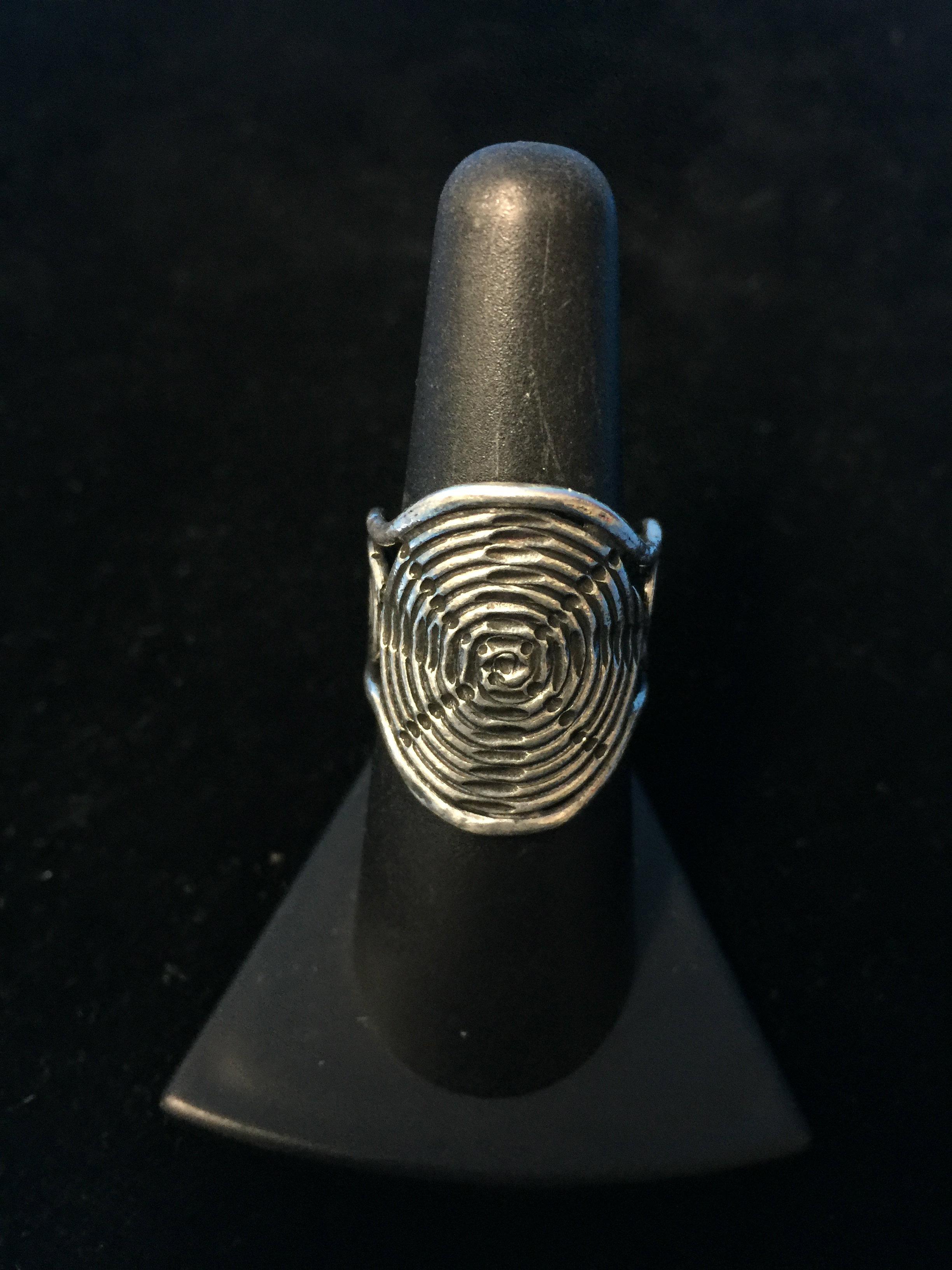 Ornate Sterling Silver Swirl Ring - Size 7.5