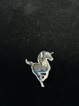 Carved Sterling Silver Unicorn Pendant