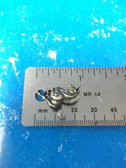 Carved Sterling Silver Unicorn Pendant