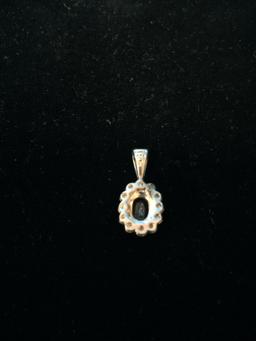 Sapphire & Diamond Sterling Silver Pendant